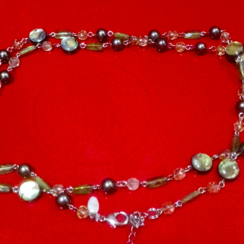 Chico's green, purple and blue Long necklace 30"